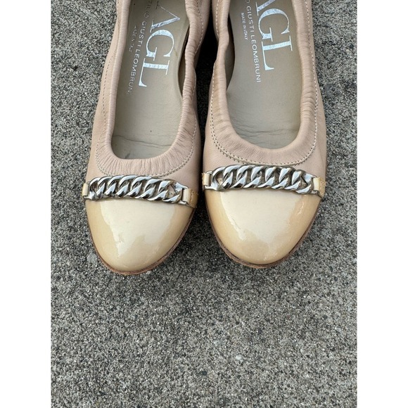 AGL leather cap toe chain detail ballet flats - Picture 8 of 9